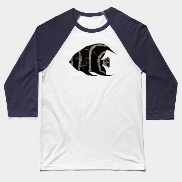 Moorish Idol Fish Baseball T-Shirt by Ava Ray Doodles